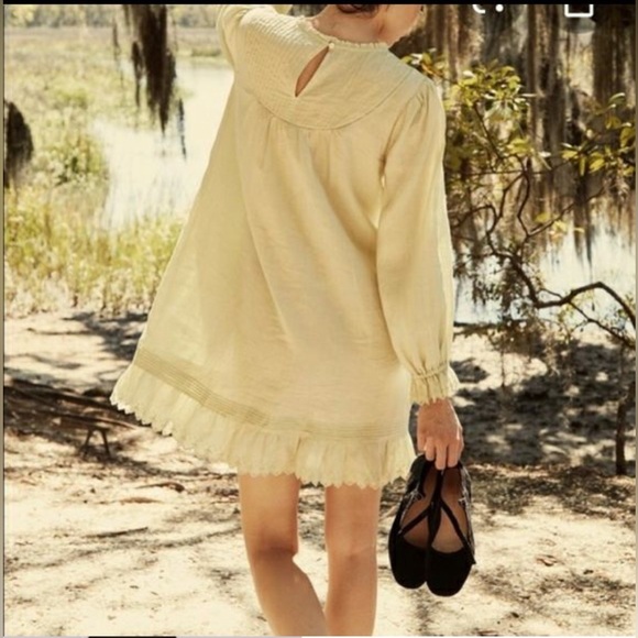Doen Green Linen Amber Long Sleeve Short Dress - Picture 3 of 9